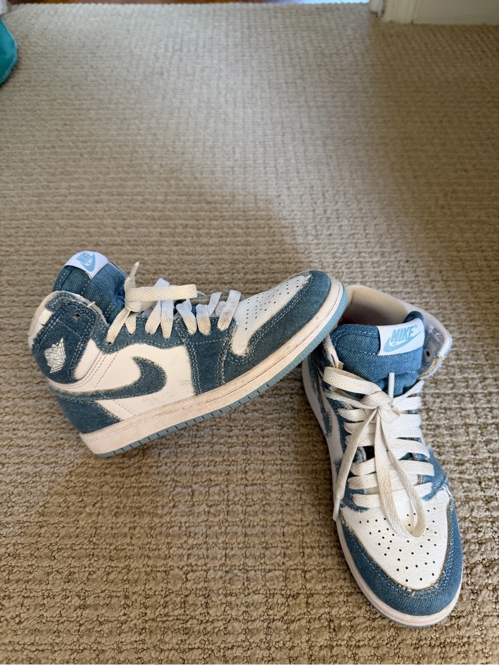 Nike Kids Air Jordan' High-Top Sneakers in denim blue and White